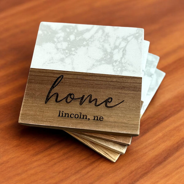 Custom Marble Wood Coasters