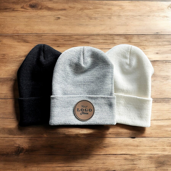 Custom Leather Patch Beanie