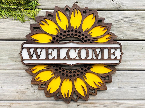 Sunflower welcome sign