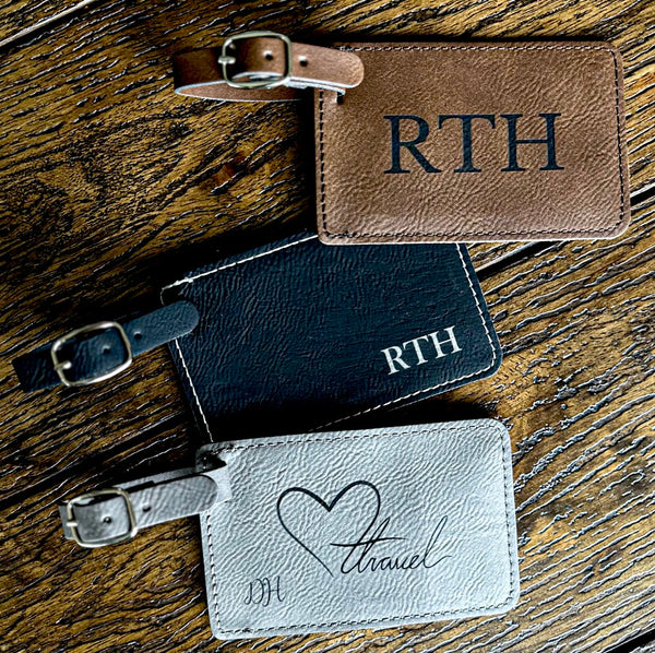 Leather luggage tag